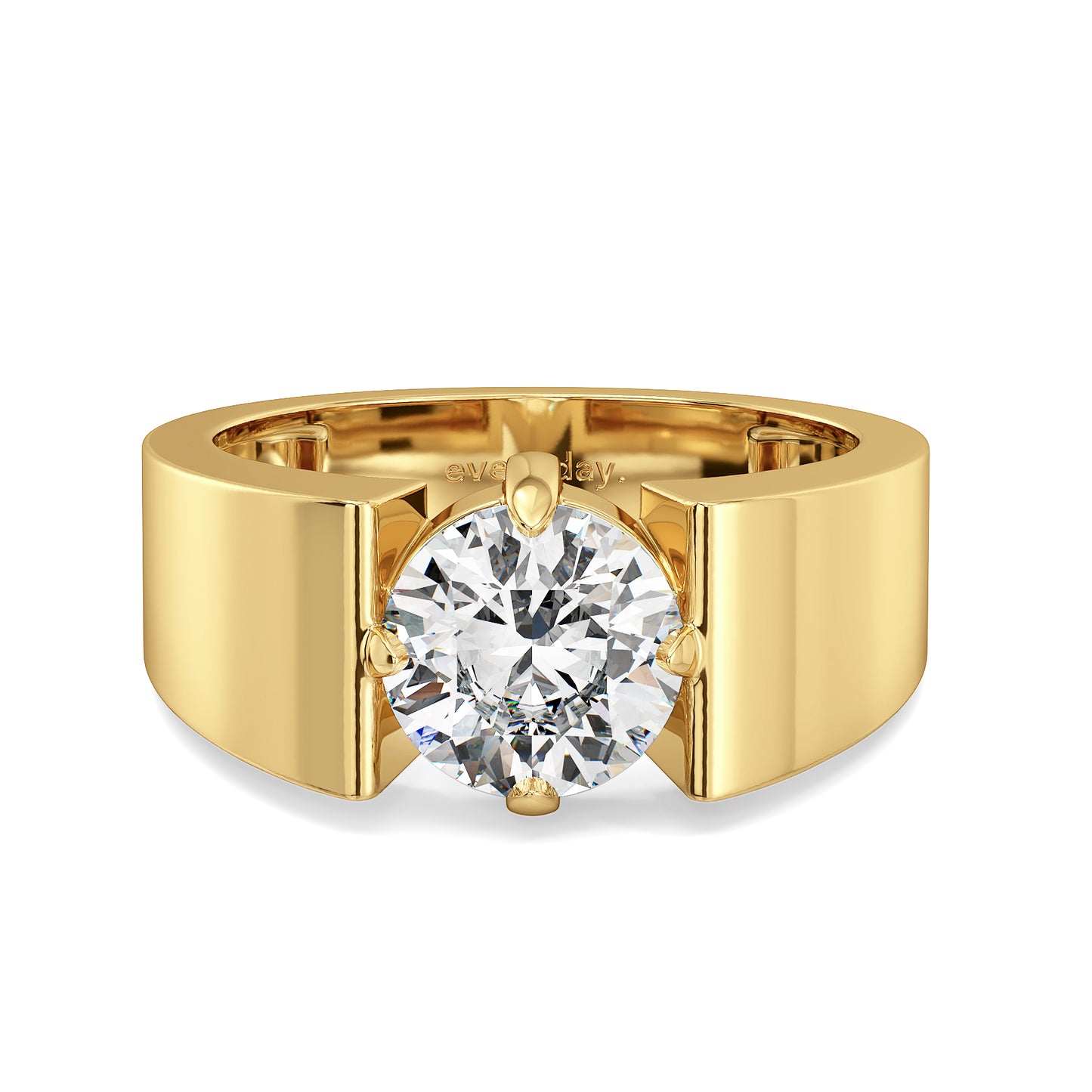 ARTHUR ROUND CUT LAB GROWN DIAMOND SOLITAIRE BOLD MEN'S ENGAGEMENT RING, GOLD