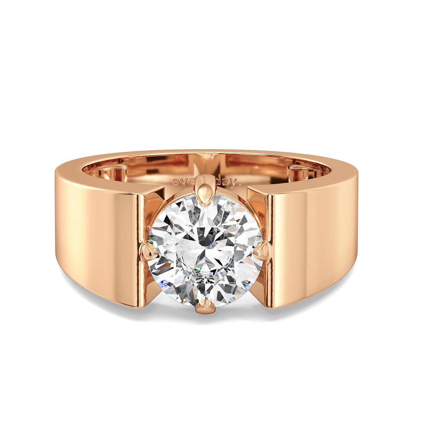 ARTHUR ROUND CUT LAB GROWN DIAMOND SOLITAIRE BOLD MEN'S ENGAGEMENT RING, GOLD