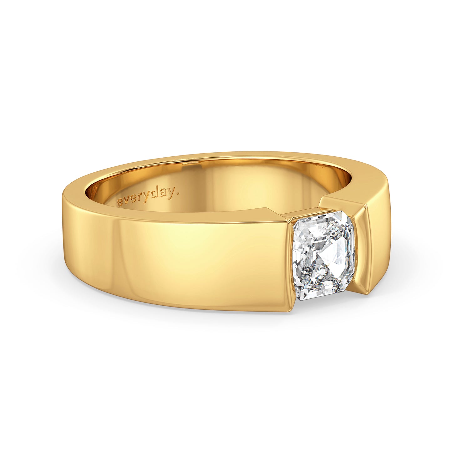 FRANCIS CLASSIC ASSCHER CUT LAB GROWN DIAMOND SOLITAIRE ENGAGEMENT MEN'S RING, GOLD