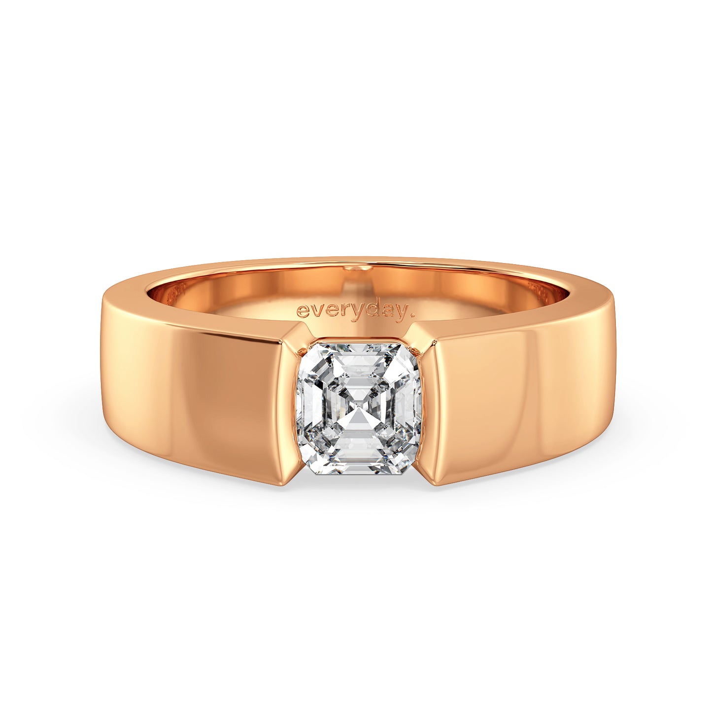 FRANCIS CLASSIC ASSCHER CUT LAB GROWN DIAMOND SOLITAIRE ENGAGEMENT MEN'S RING, GOLD