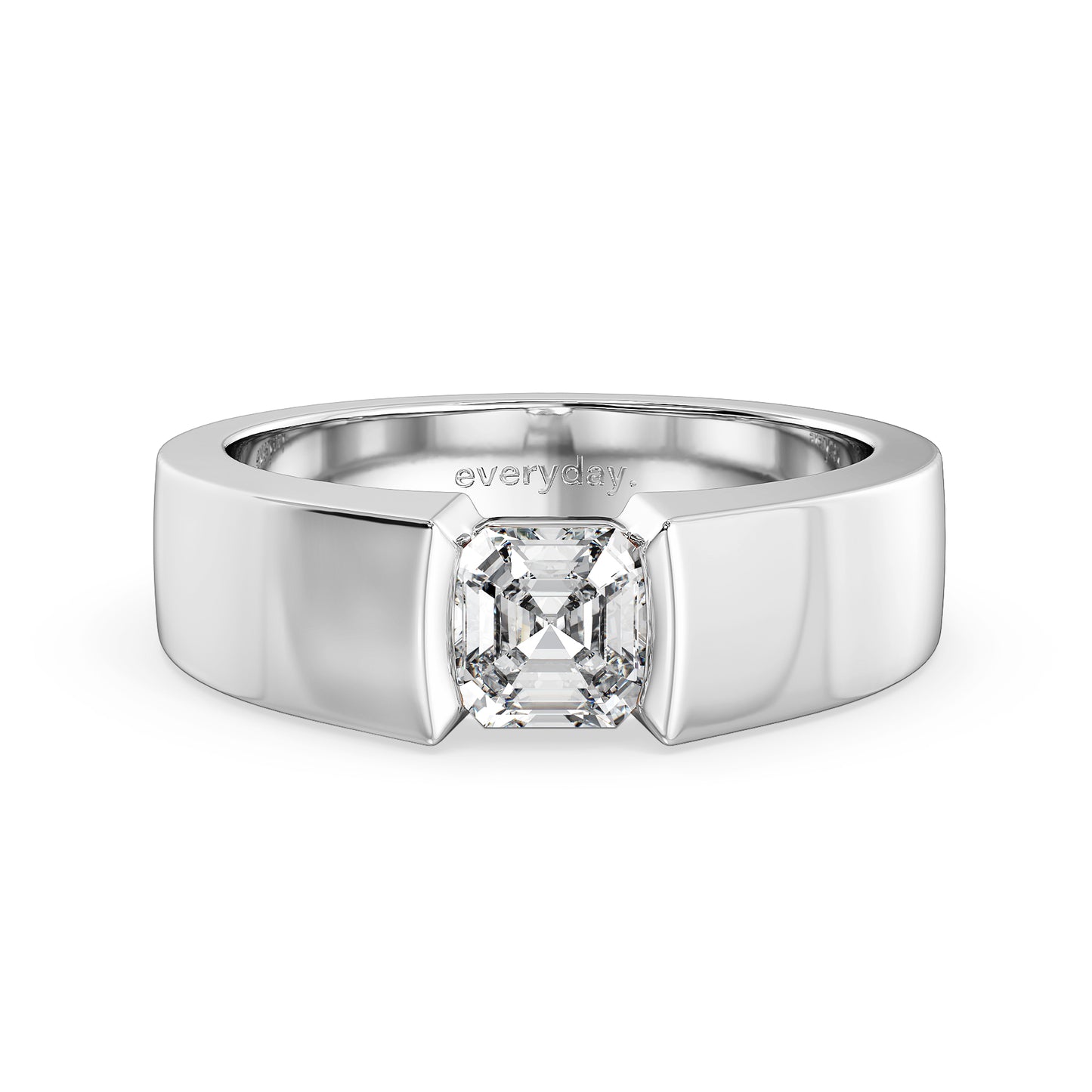 FRANCIS CLASSIC ASSCHER CUT LAB GROWN DIAMOND SOLITAIRE ENGAGEMENT MEN'S RING, GOLD