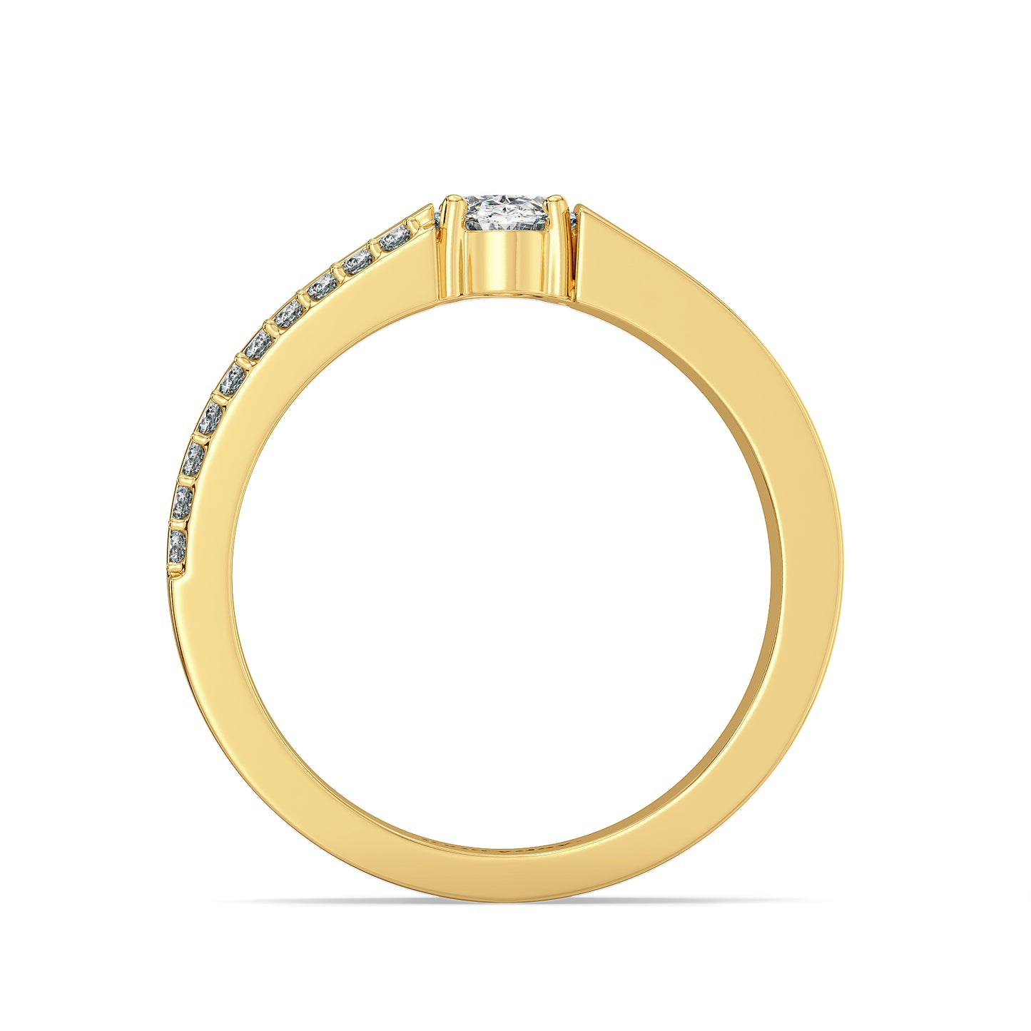 HENRY SEMI-STUDDED OVAL CUT LAB GROWN DIAMOND SOLITAIRE ENGAGEMENT MEN'S RING, GOLD