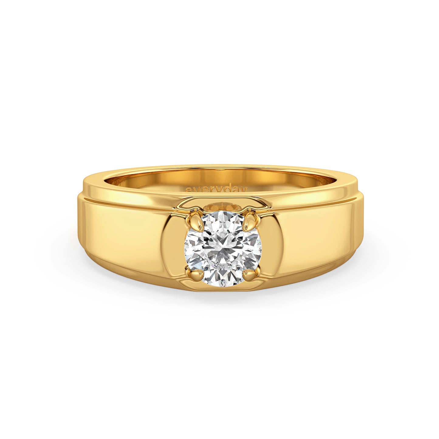 ARTHUR ELEVATED ROUND CUT LAB GROWN DIAMOND SOLITAIRE MEN'S ENGAGEMENT RING, GOLD