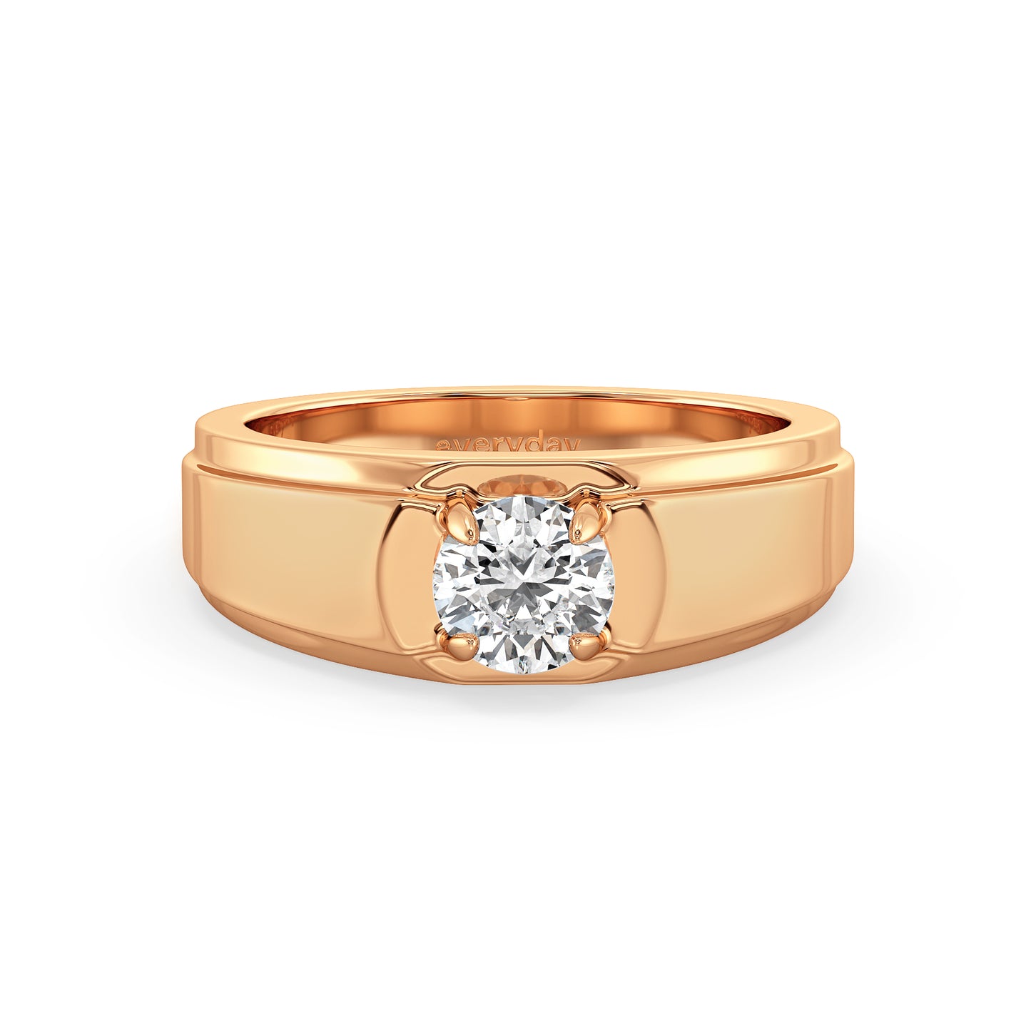 ARTHUR ELEVATED ROUND CUT LAB GROWN DIAMOND SOLITAIRE MEN'S ENGAGEMENT RING, GOLD