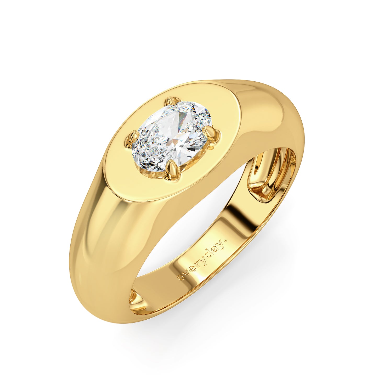 AMBROSE ELEVATED OVAL CUT LAB GROWN DIAMOND SOLITAIRE ENGAGEMENT RING, GOLD