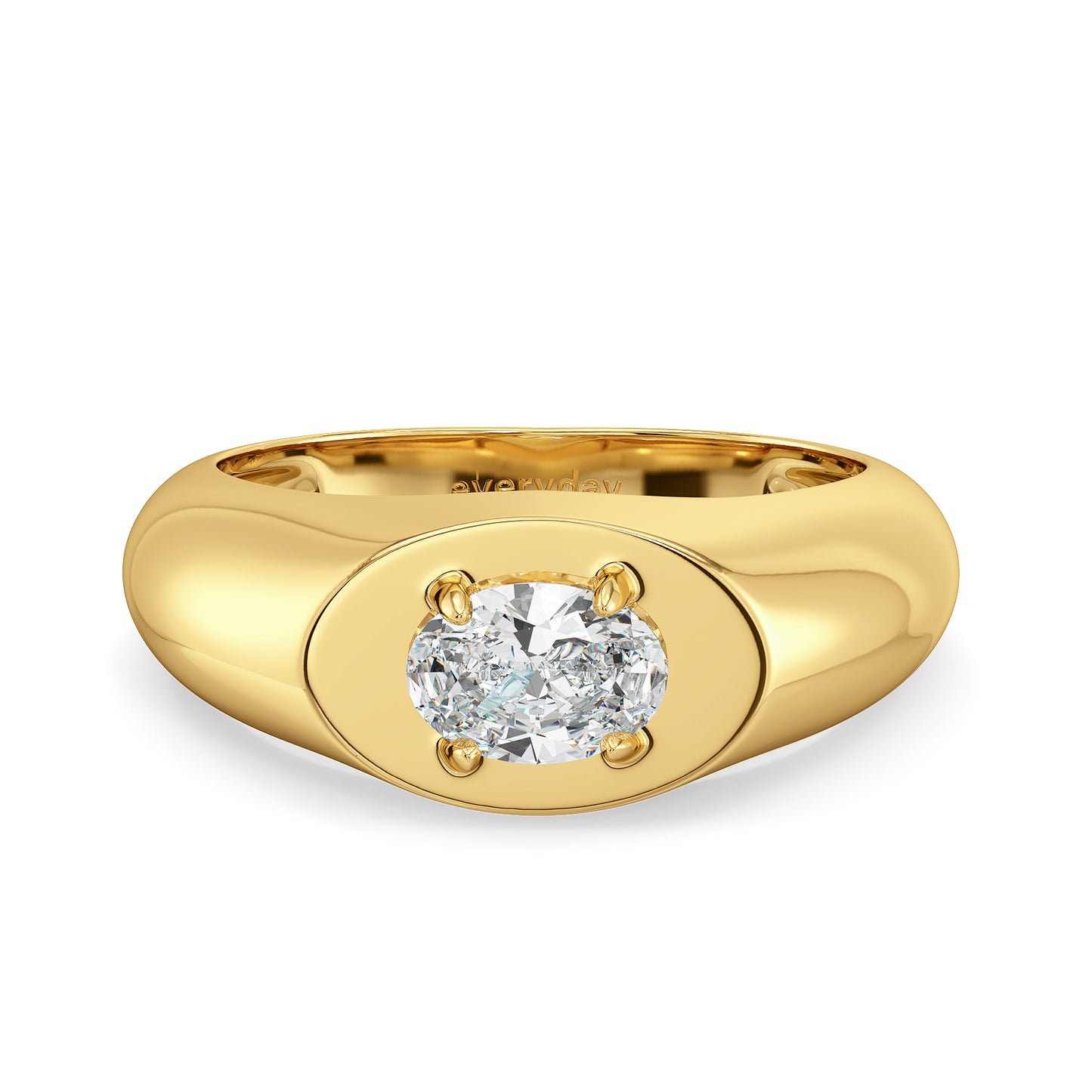 AMBROSE ELEVATED OVAL CUT LAB GROWN DIAMOND SOLITAIRE ENGAGEMENT RING, GOLD