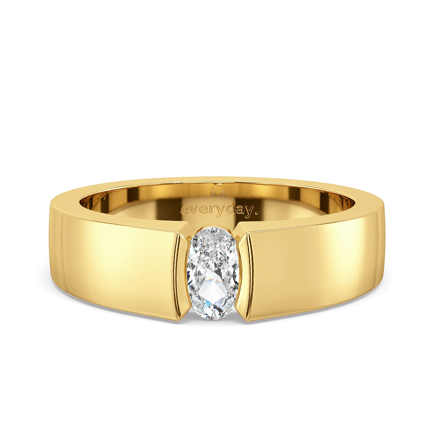 AMBROSE CHANNEL SET OVAL CUT LAB GROWN DIAMOND SOLITAIRE ENGAGEMENT RING, GOLD