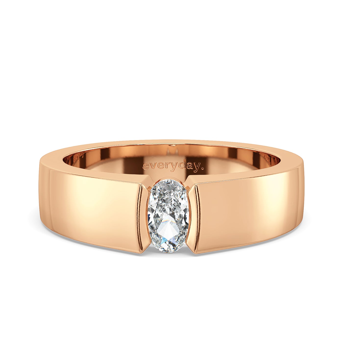 AMBROSE CHANNEL SET OVAL CUT LAB GROWN DIAMOND SOLITAIRE ENGAGEMENT RING, GOLD