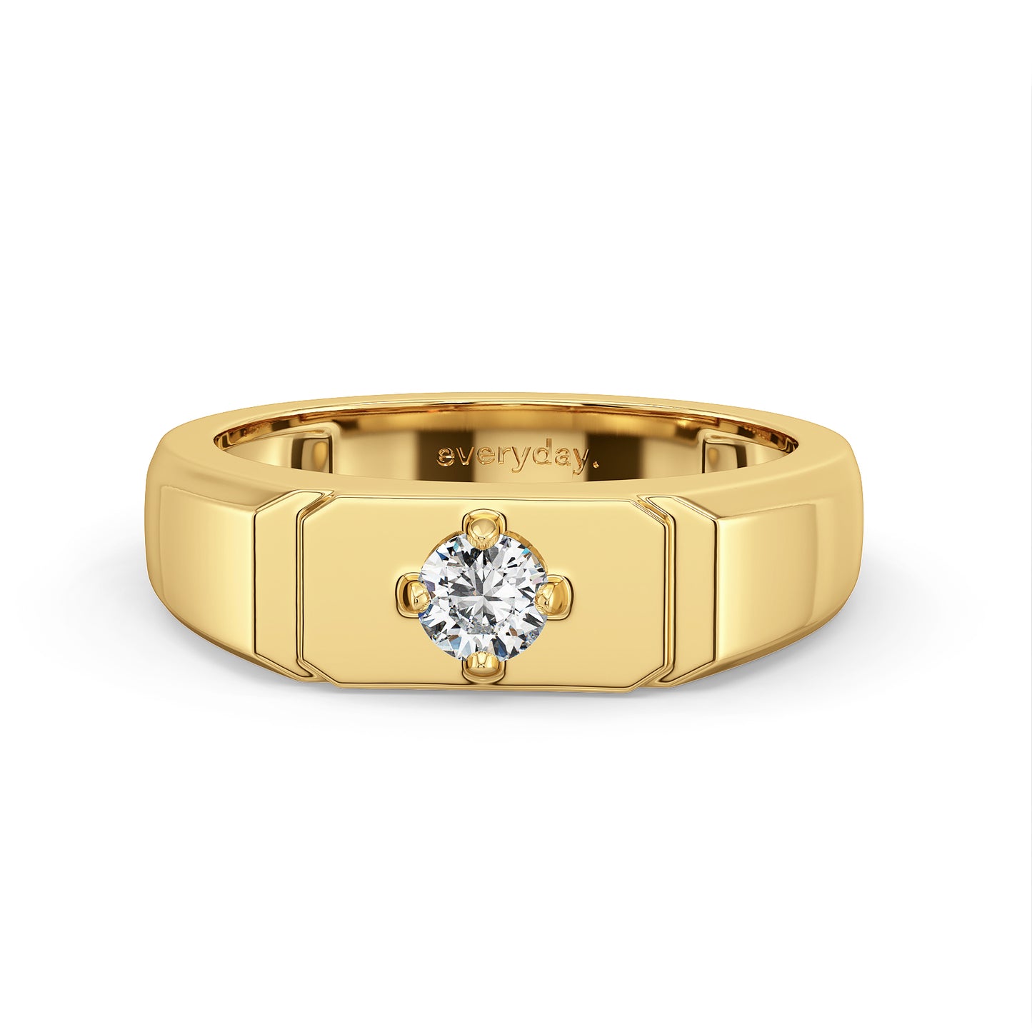 ARTHUR ROUND CUT LAB GROWN DIAMOND SIGNET STYLE MEN'S ENGAGEMENT RING, GOLD