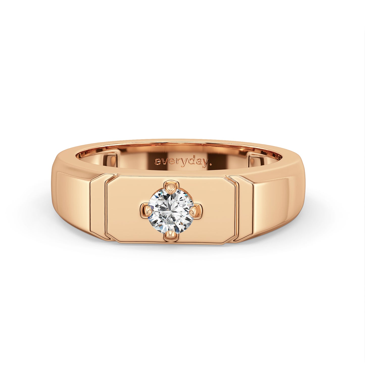 ARTHUR ROUND CUT LAB GROWN DIAMOND SIGNET STYLE MEN'S ENGAGEMENT RING, GOLD