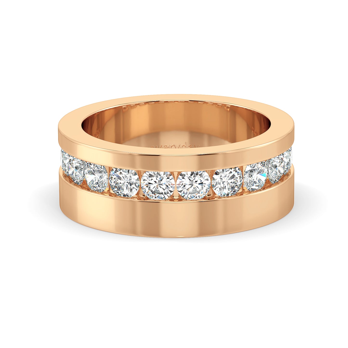 ARTHUR ROUND CUT LAB GROWN DIAMOND STUDDED WEDDING BAND, GOLD