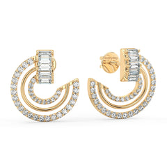 HEATHER BAGUETTE CUT LAB GROWN DIAMOND STUDDED HOOPS, GOLD