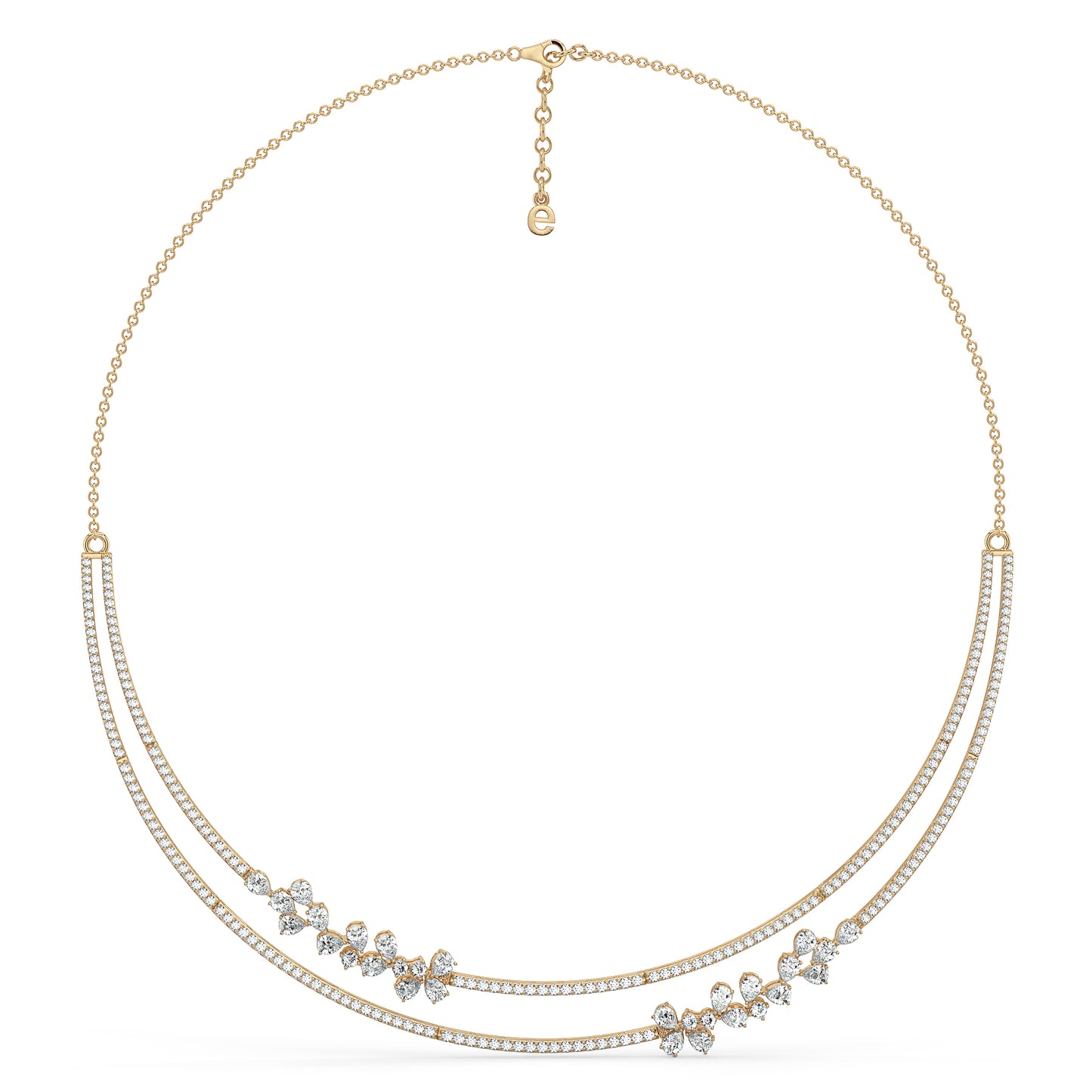 MARGUERITE PEAR AND ROUND CUT LAB GROWN DIAMOND ELEVATED STATEMENT NECKLACE, GOLD