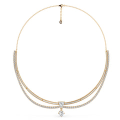 IRIS TRILLION CUT LAB GROWN DIAMOND SOLITAIRE AND STUDDED STATEMENT ELEGANT NECKLACE, GOLD