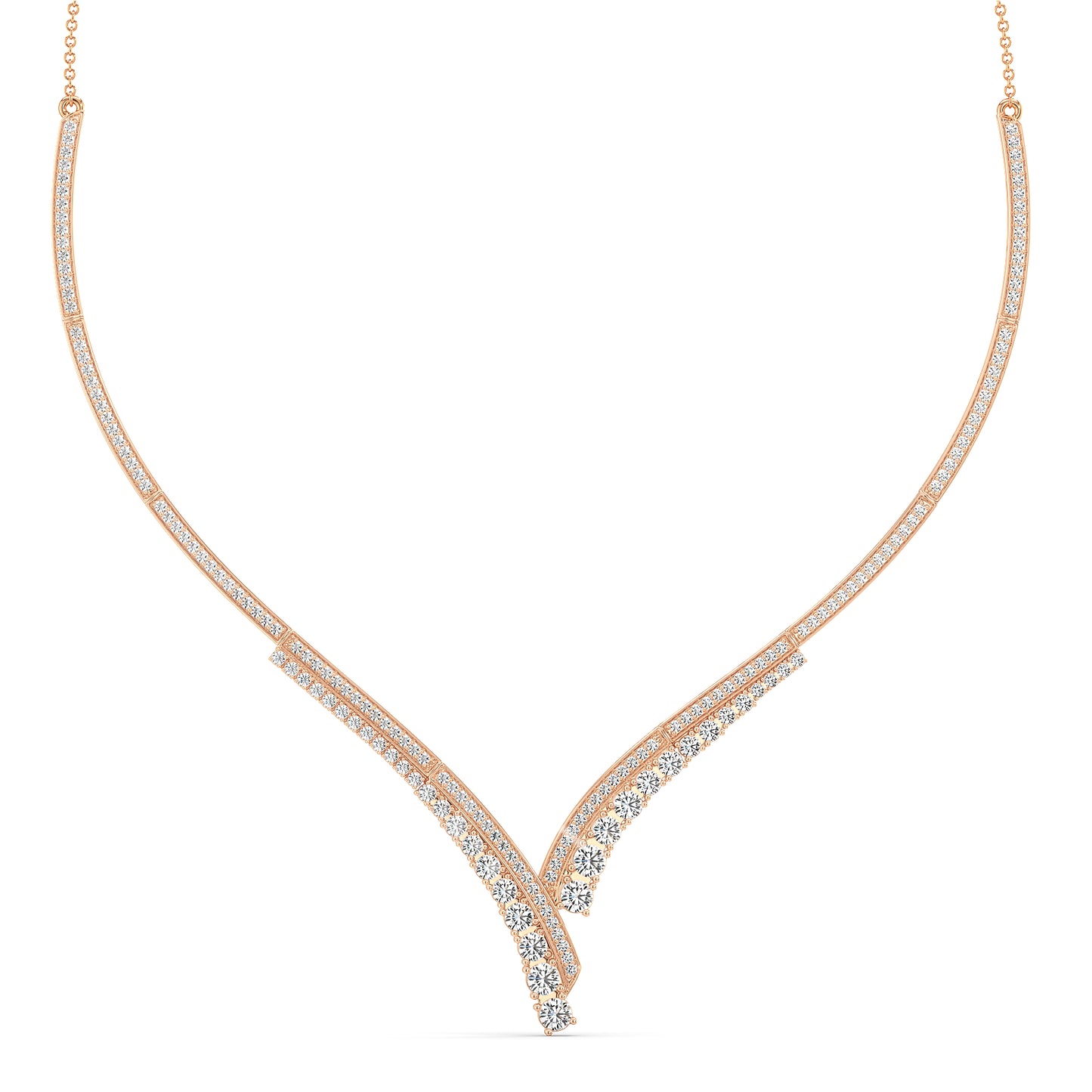 IRIS ROUND CUT LAB GROWN DIAMOND STUDDED STATEMENT NECKLACE, GOLD