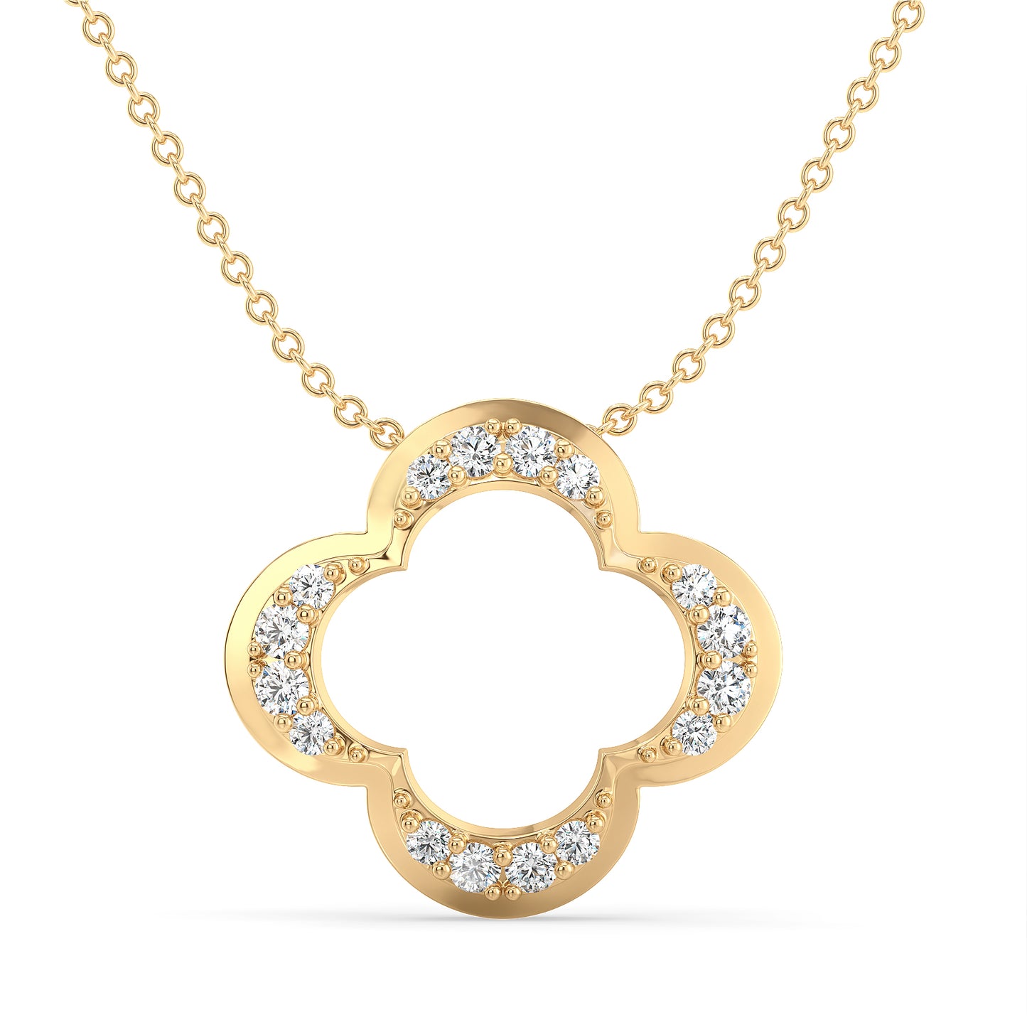 SOPHIA ROUND CUT LAB GROWN DIAMOND ELEGANT CLOVE PENDANT, GOLD