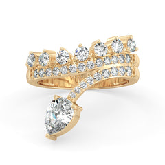 MARQUERITE PEAR AND ROUND CUT LAB GROWN DIAMOND ELEGANT ENGAGEMENT COCKTAIL RING, GOLD