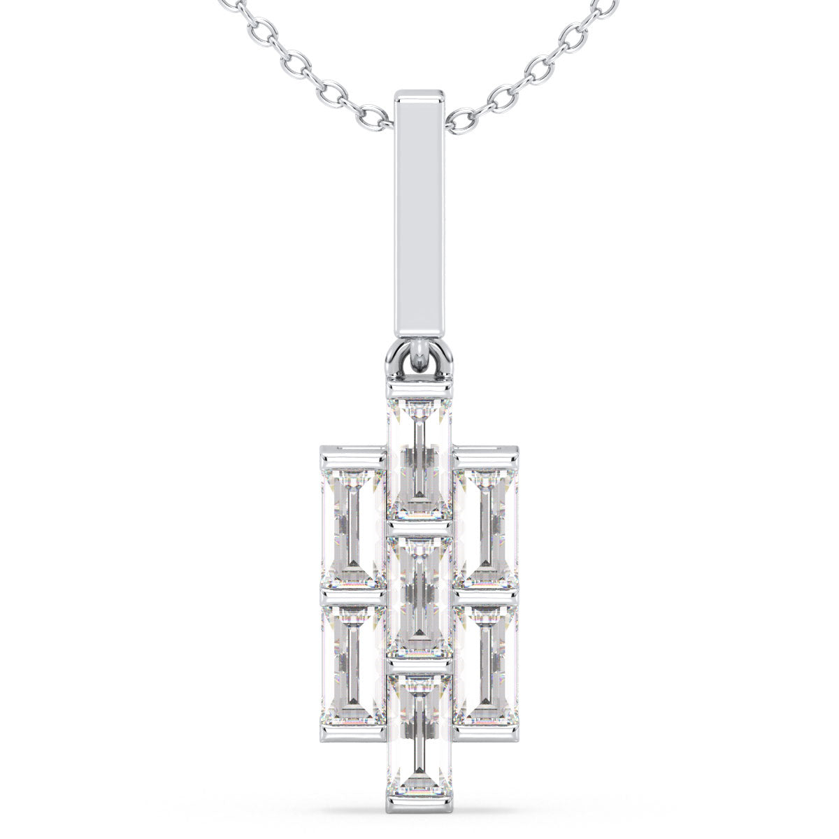 THEA BAGUETTE CUT BAR SET LAB GROWN DIAMOND PENDANT, GOLD