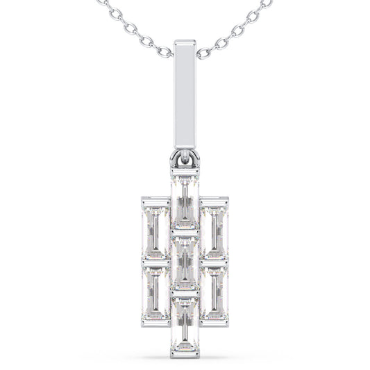 THEA BAGUETTE CUT BAR SET LAB GROWN DIAMOND PENDANT, GOLD