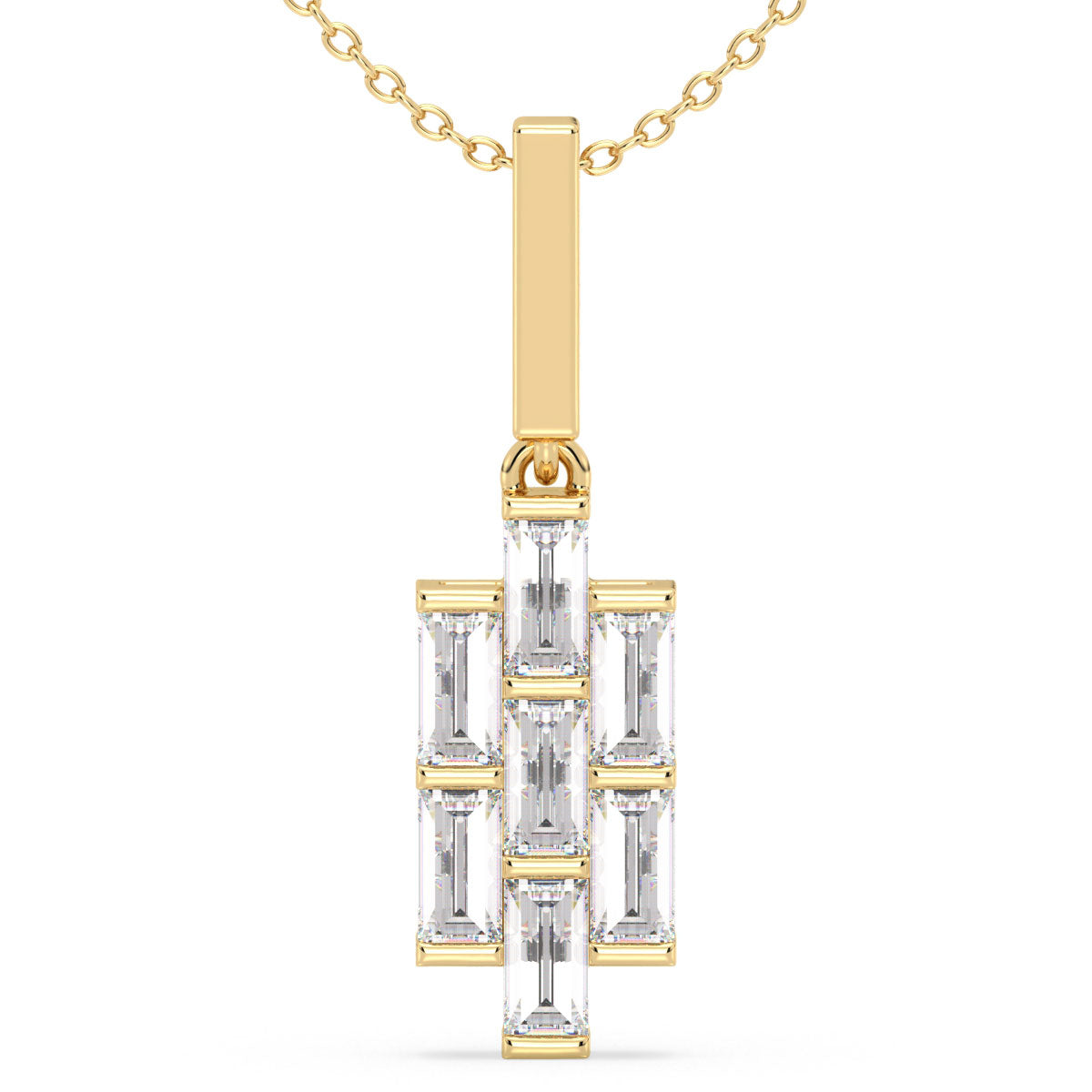 THEA BAGUETTE CUT BAR SET LAB GROWN DIAMOND PENDANT, GOLD