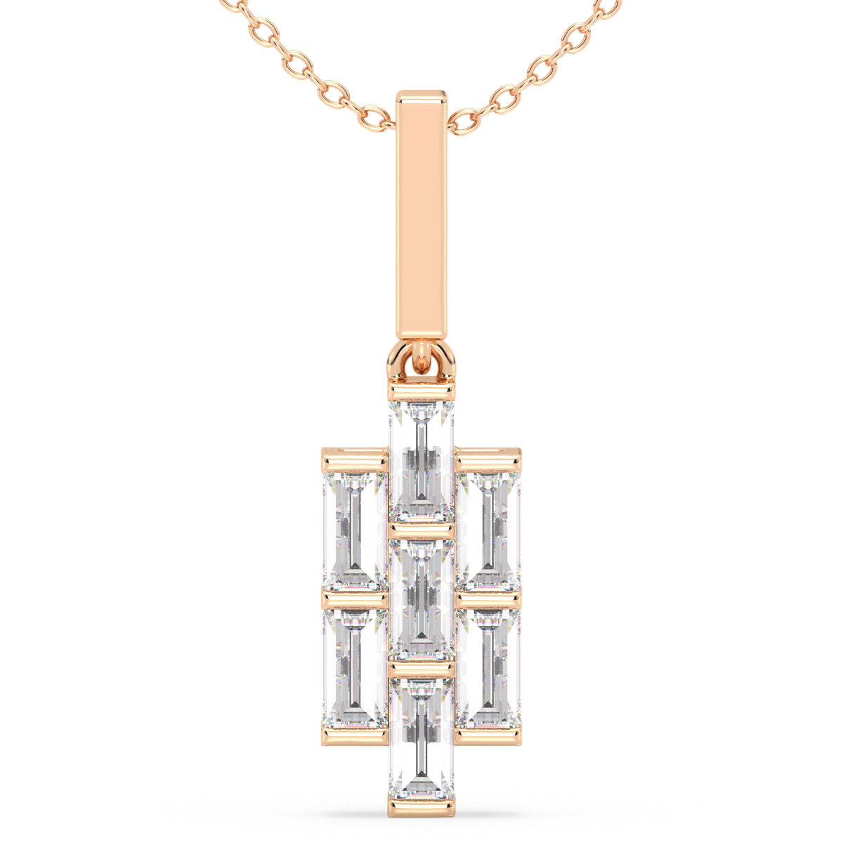 THEA BAGUETTE CUT BAR SET LAB GROWN DIAMOND PENDANT, GOLD