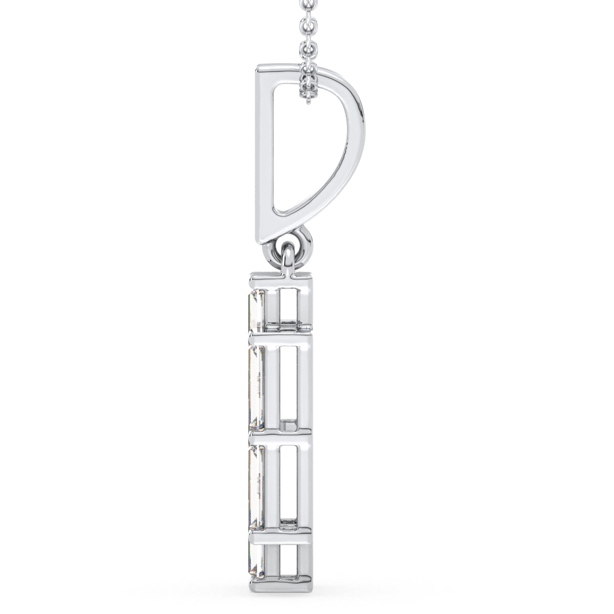 THEA BAGUETTE CUT BAR SET LAB GROWN DIAMOND PENDANT, GOLD