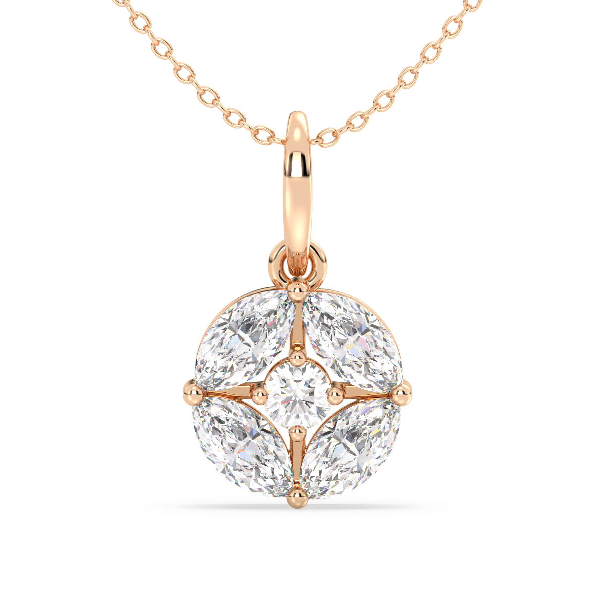 LILETTA MARQUISE AND ROUND CUT LAB GROWN DIAMOND ELEGANT PENDANT, GOLD