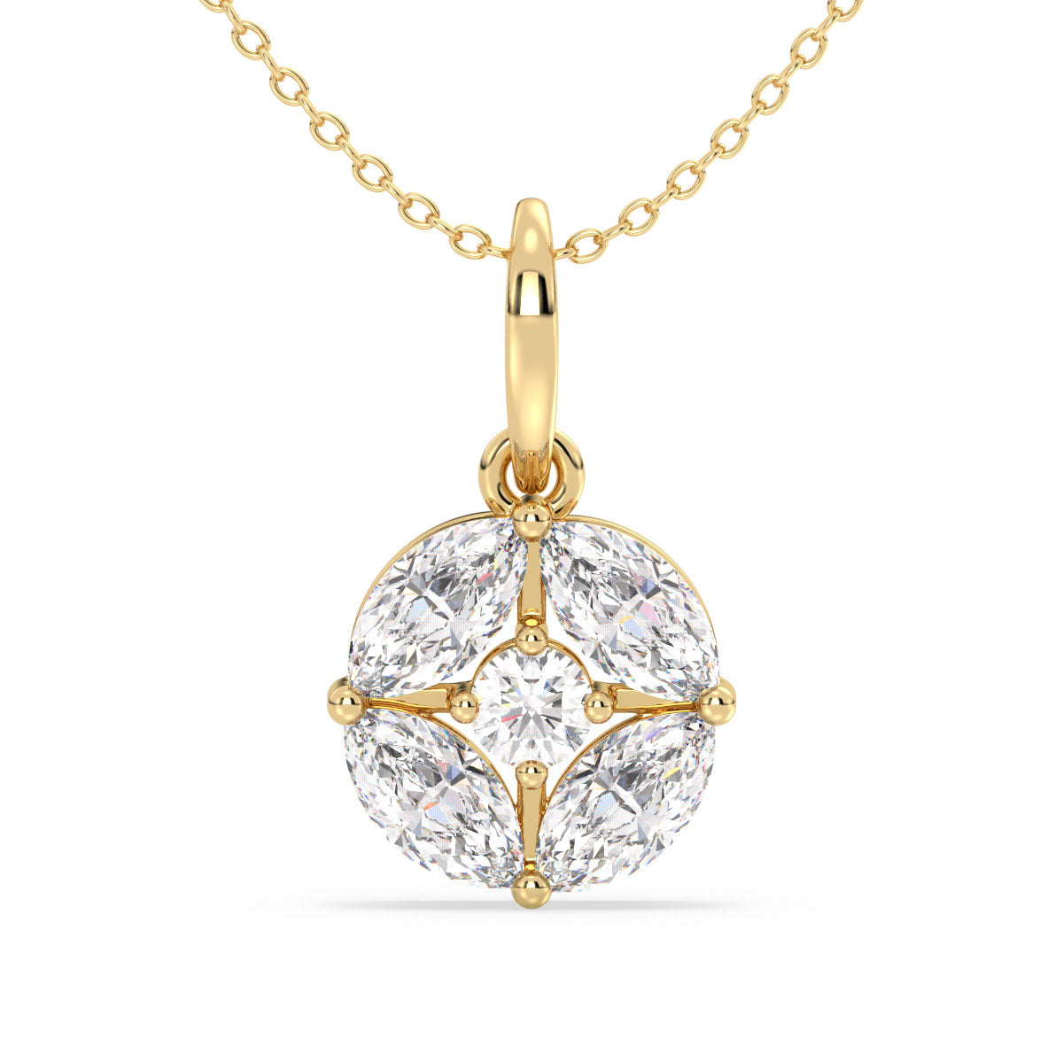 LILETTA MARQUISE AND ROUND CUT LAB GROWN DIAMOND ELEGANT PENDANT, GOLD