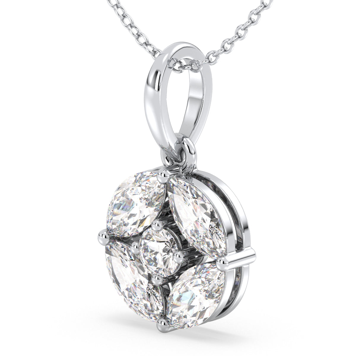 LILETTA MARQUISE AND ROUND CUT LAB GROWN DIAMOND ELEGANT PENDANT, GOLD