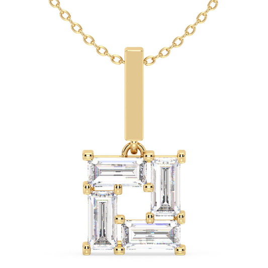 THEA BAGUETTE CUT LAB GROWN DIAMOND CUBIC PENDANT, GOLD