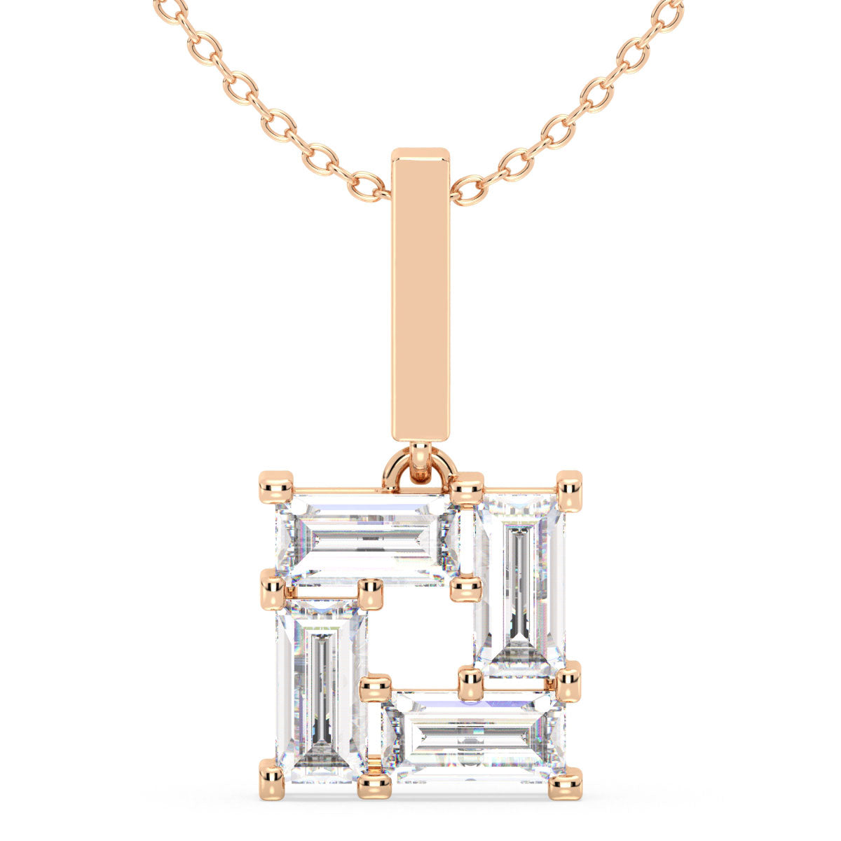 THEA BAGUETTE CUT LAB GROWN DIAMOND CUBIC PENDANT, GOLD