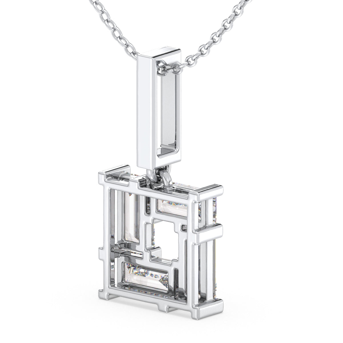 THEA BAGUETTE CUT LAB GROWN DIAMOND CUBIC PENDANT, GOLD