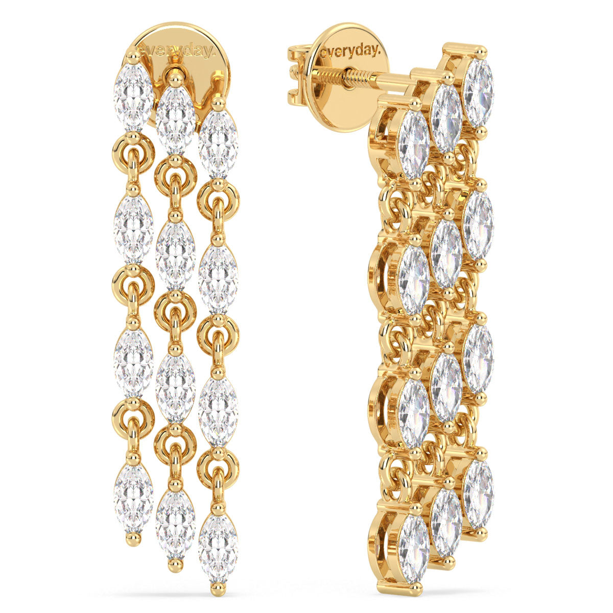 LILETTA LINKED MARQUISE CUT LAB GROWN DIAMOND DROPS, GOLD