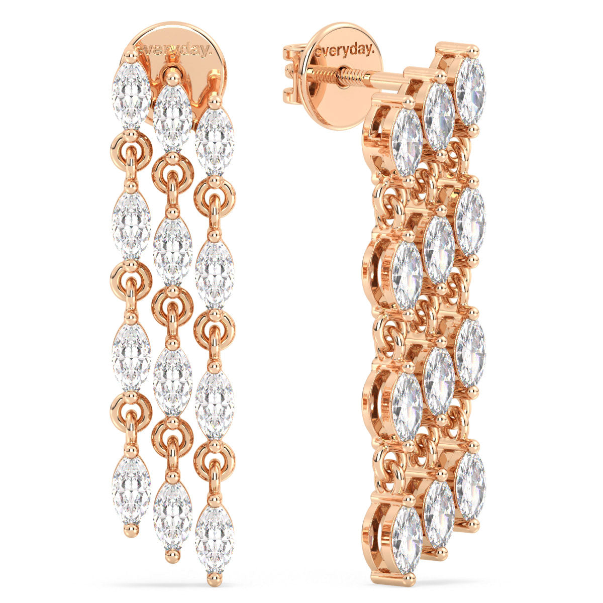 LILETTA LINKED MARQUISE CUT LAB GROWN DIAMOND DROPS, GOLD