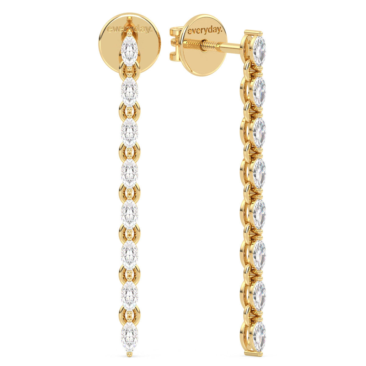 LILETTA MARQUISE CUT LAB GROWN DIAMOND TENNIS EARRINGS, GOLD