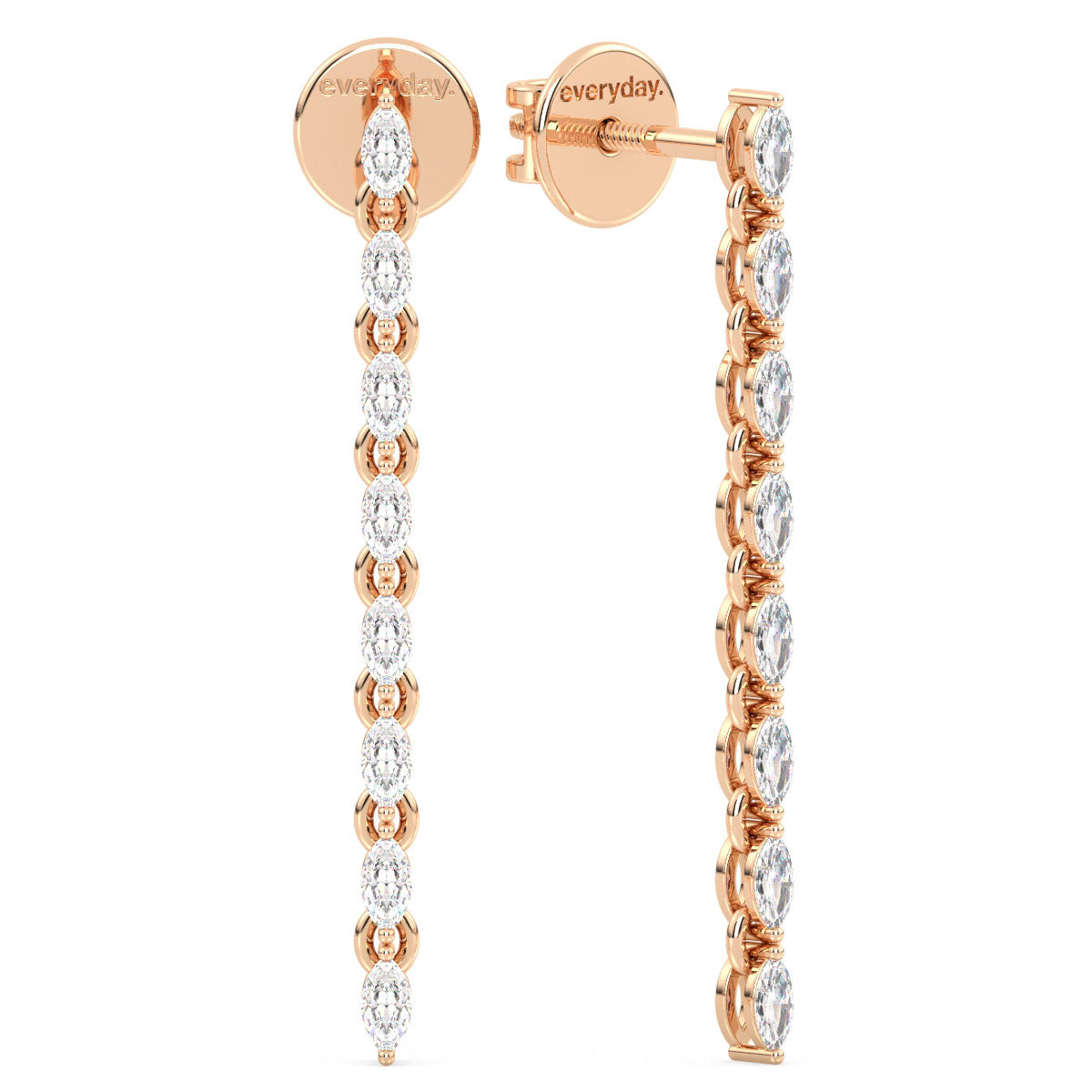 LILETTA MARQUISE CUT LAB GROWN DIAMOND TENNIS EARRINGS, GOLD