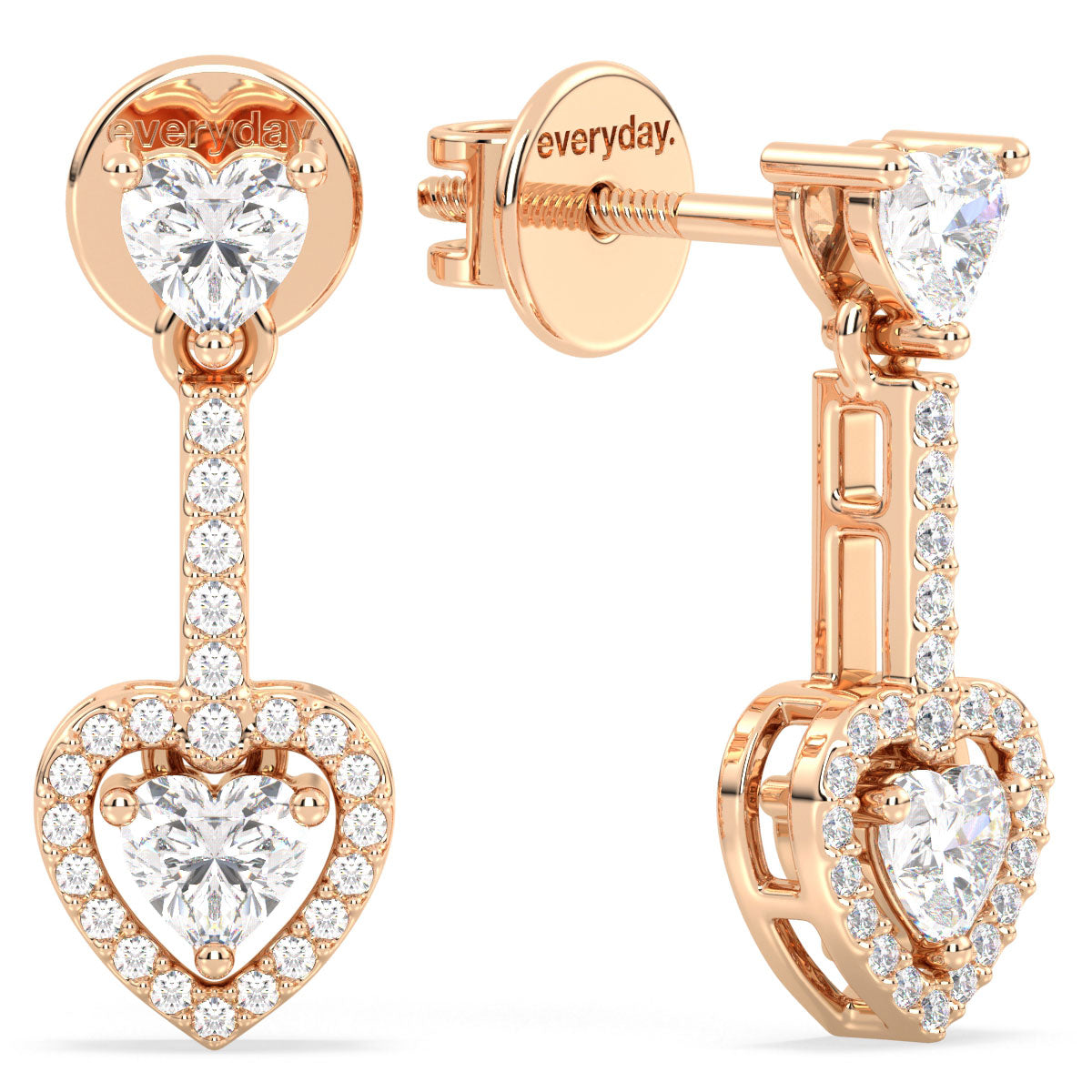 CLEMENCE HALO HEART CUT LAB GROWN DIAMOND DROP EARRINGS, GOLD