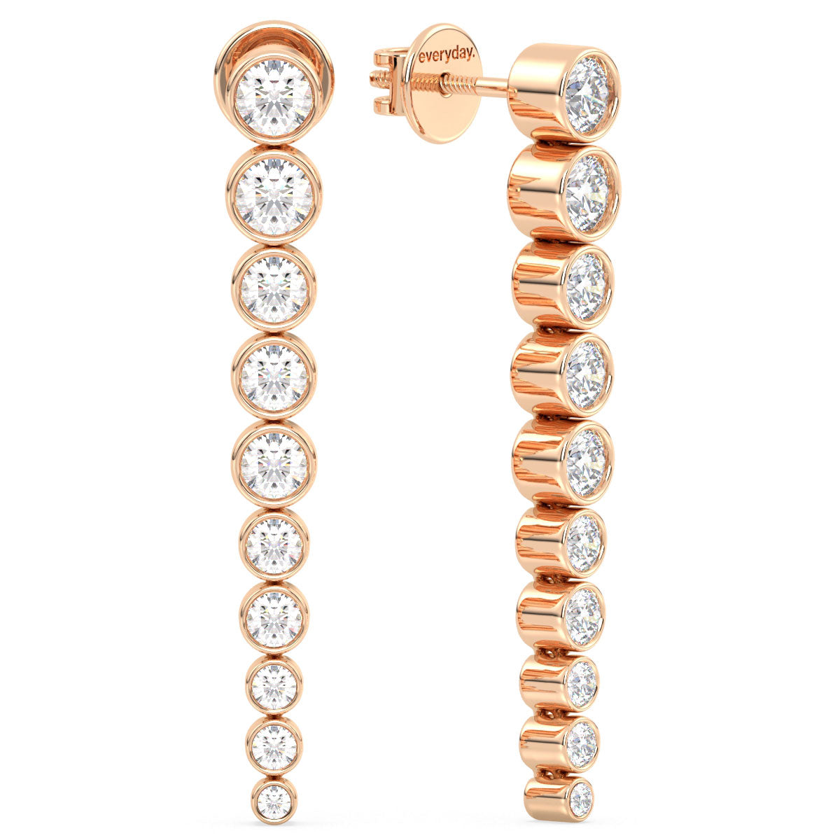 SOPHIA BEZEL SET ROUND CUT LAB GROWN DIAMOND CLASSIC DROPS, GOLD