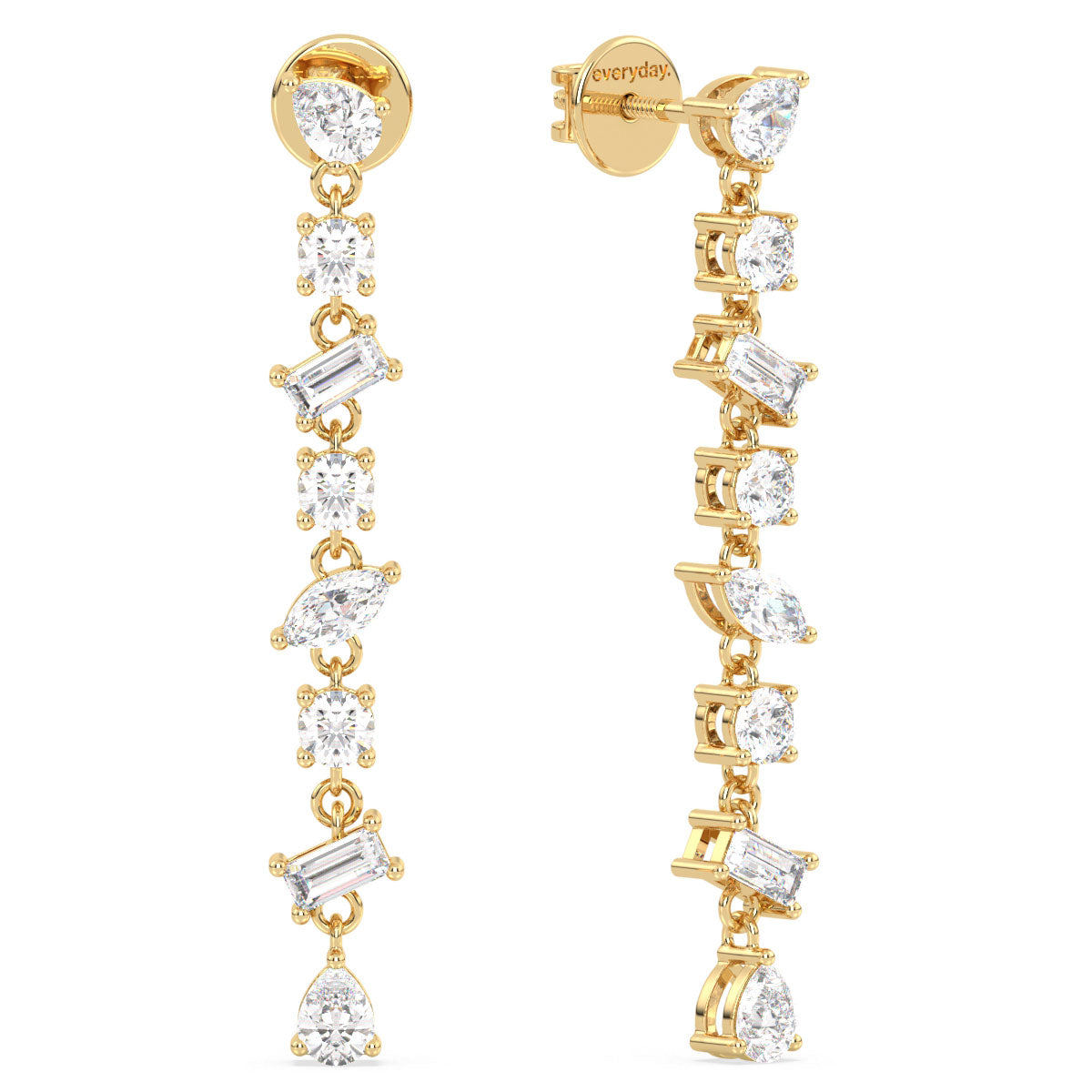 CLARETTE FANCY MULTI CUT LAB GROWN DIAMOND DROPS, GOLD