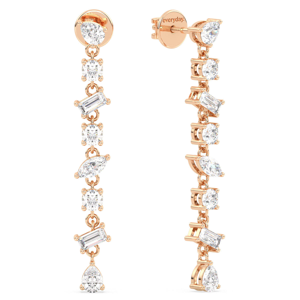 CLARETTE FANCY MULTI CUT LAB GROWN DIAMOND DROPS, GOLD