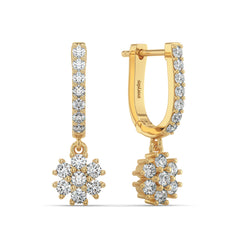 SOPHIA ROUND CUT LAB GROWN DIAMOND CLUSTER CHARM HOOPS, GOLD