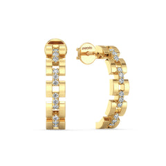 CLARETTE LAB GROWN DIAMOND RECTANGULAR STUDDED LINKED HALF HOOPS, GOLD