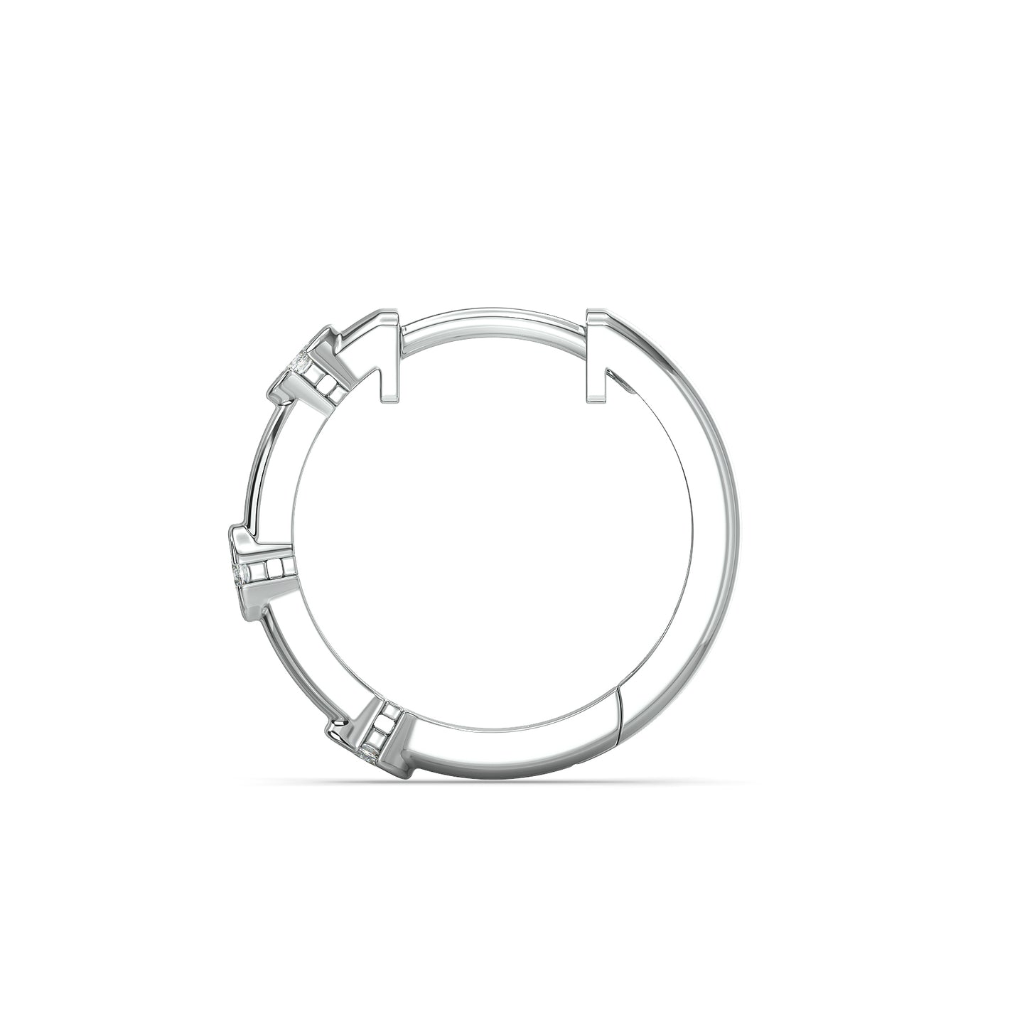 SOPHIA HALF BEZEL SET ROUND CUT LAB GROWN DIAMOND HOOPS, GOLD