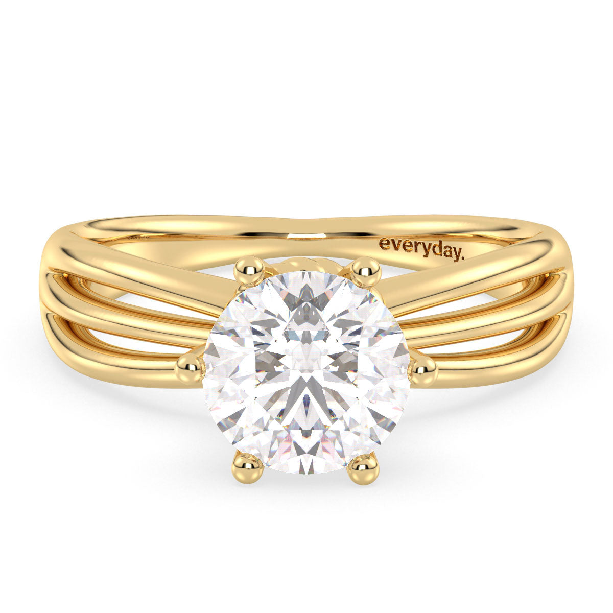 SOPHIA CLASSIC THREE BAND LAB GROWN DIAMOND SOLITAIRE ENGAGEMENT RING, GOLD