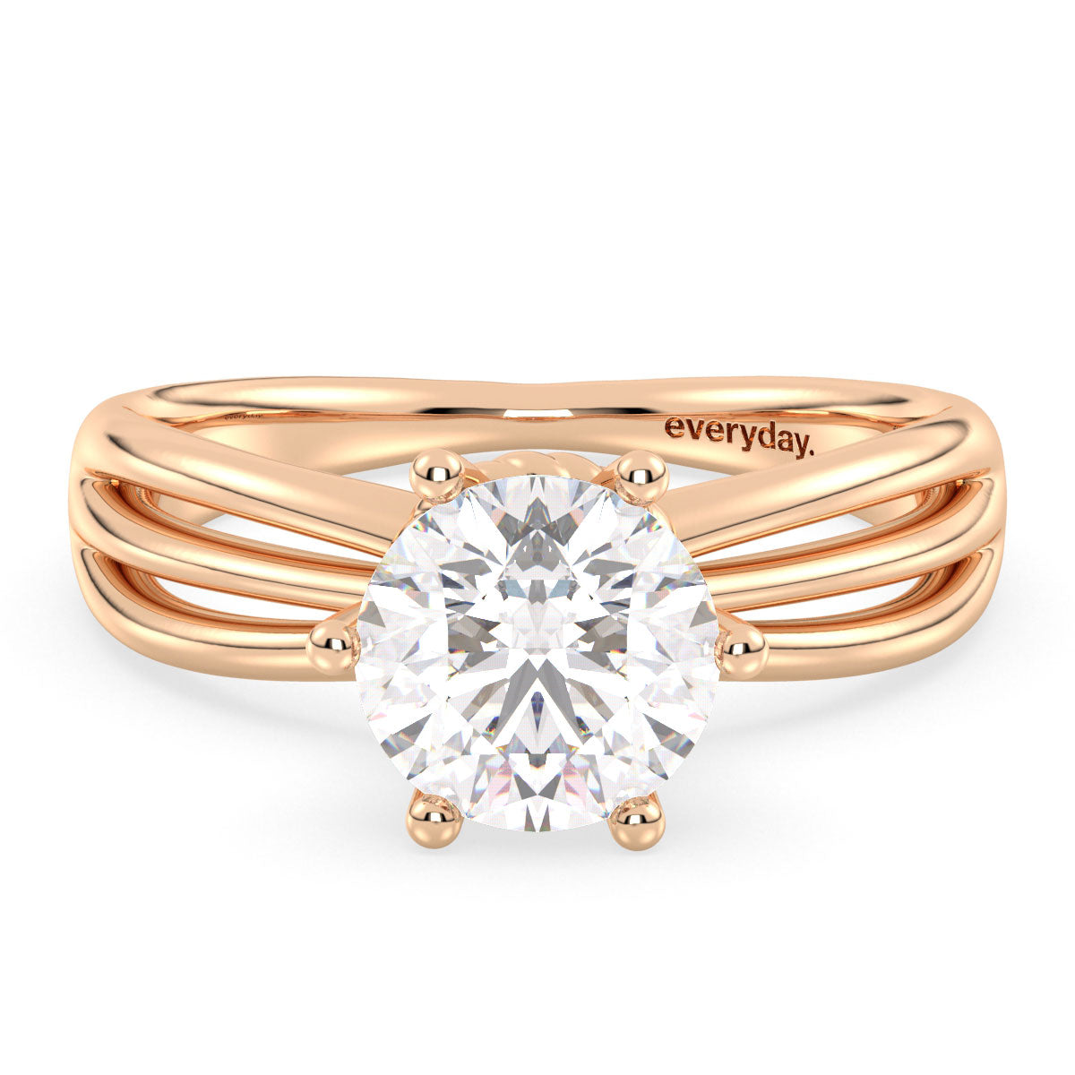 SOPHIA CLASSIC THREE BAND LAB GROWN DIAMOND SOLITAIRE ENGAGEMENT RING, GOLD