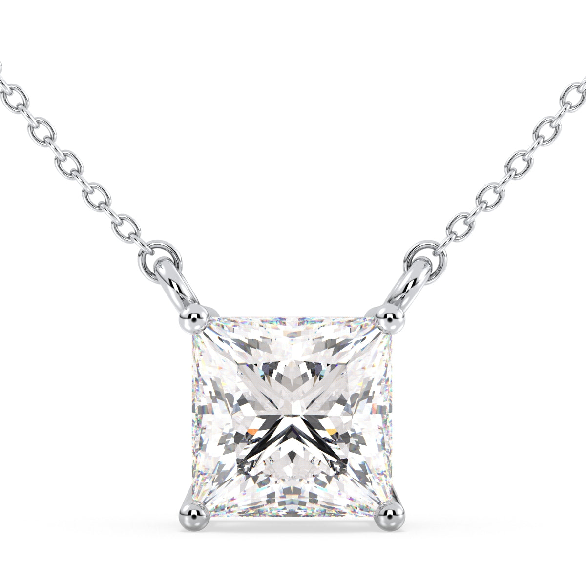 AZALEA PRINCESS CUT LAB GROWN DIAMOND SOLITAIRE RIVIÈRE NECKLET, GOLD