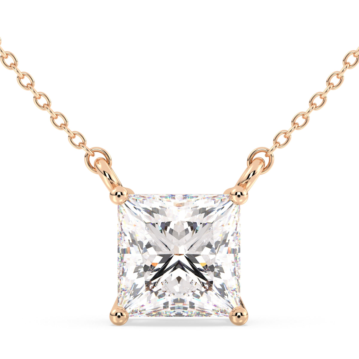 AZALEA PRINCESS CUT LAB GROWN DIAMOND SOLITAIRE RIVIÈRE NECKLET, GOLD