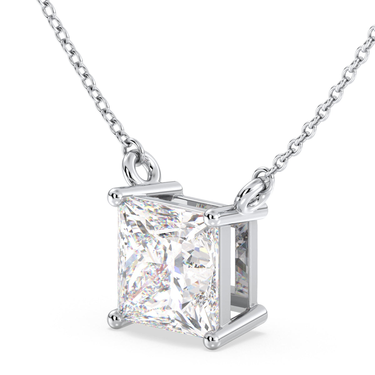 AZALEA PRINCESS CUT LAB GROWN DIAMOND SOLITAIRE RIVIÈRE NECKLET, GOLD