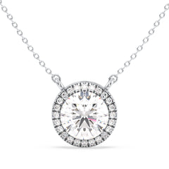 SOPHIA HALO ROUND CUT LAB GROWN DIAMOND SOLITAIRE, RIVIÈRE ELEGANT NECKLET, GOLD