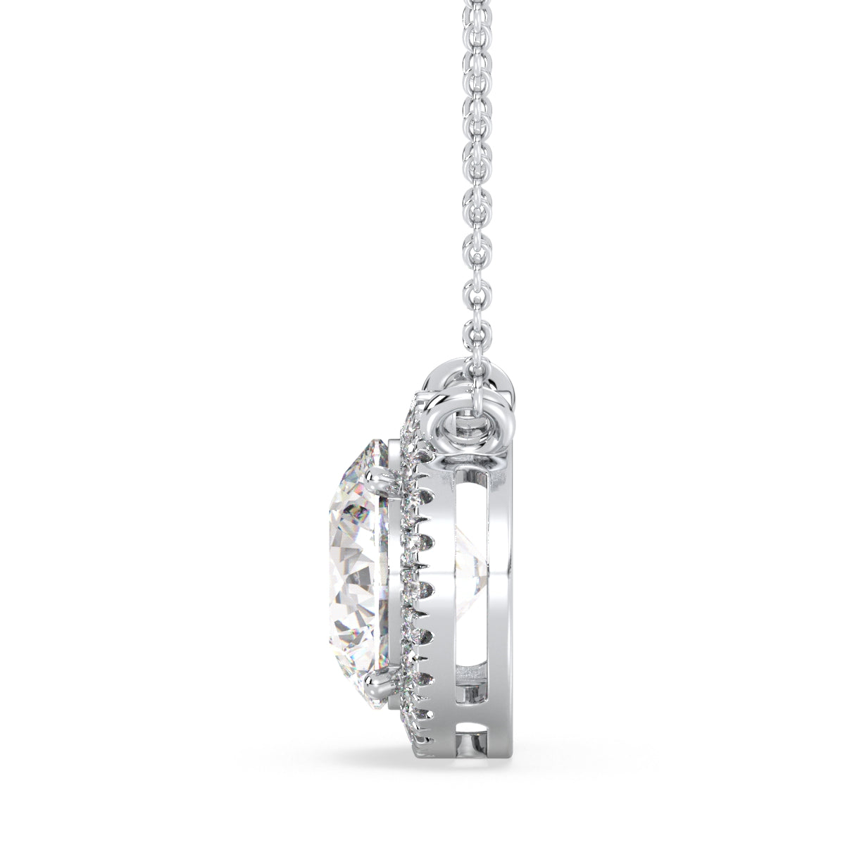 SOPHIA HALO ROUND CUT LAB GROWN DIAMOND SOLITAIRE, RIVIÈRE ELEGANT NECKLET, GOLD